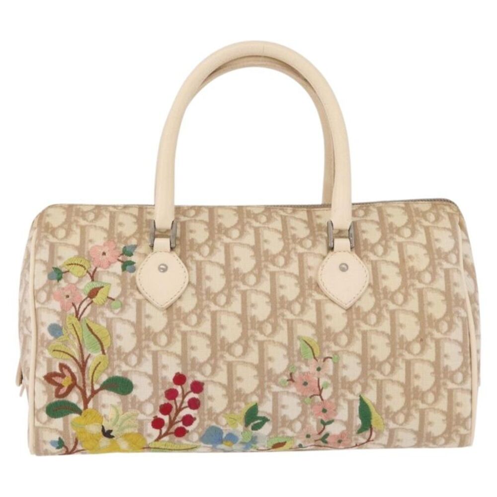 Christian Dior Vintage Boston Diorissimo Canvas Beige Canvas Handbag